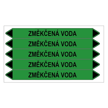 Značení potrubí, změkčená voda,5 ks, 150 × 12 mm